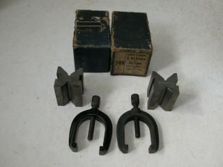 Vintage Brown & Sharpe No.  749 Machinist V Blocks Set,  Clamps