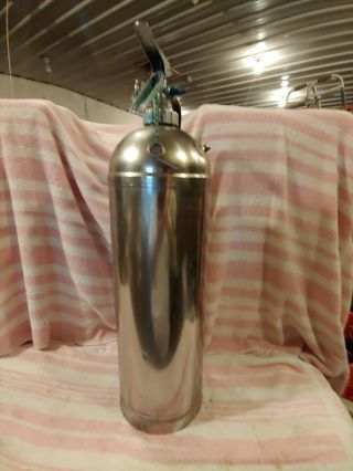 Vintage General 2 1/2 Gallon Water Pressurized Silver Fire Extinguisher