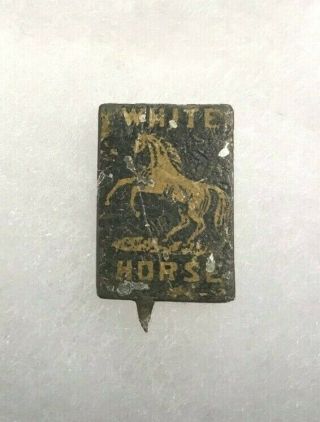 Vintage White Horse Tobacco Tag,  Unlisted Rectangular Picture Of A Horse