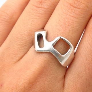 Vtg 925 Sterling Silver Modernist Design Ring Size 7 1/4