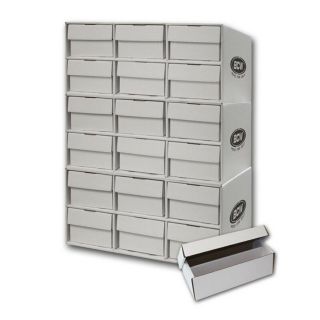 3 Stackable Cardboard Sports Card House Box & 18 2 - Row 1600ct Storage Boxes