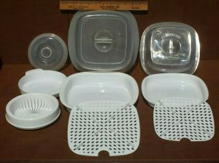 Vintage The Best Ware Microwave Steamer Cookware 9 Piece Set