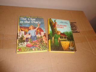 2 Nancy Drew Hardcover Books The Bungalow Mystery 1960 Clue In Diary 1962 Keene