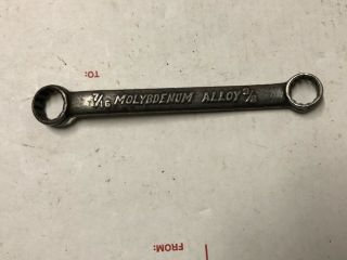 Vintage Molybdenum Alloy 3/8” X 7/16” 12 Pt Off Set Box End Wrench Usa