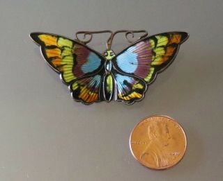 12/8 Vintage David Andersen Norway Sterling 925 Guilloché Enamel Butterfly Pin