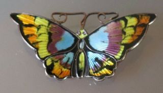 12/8 Vintage David Andersen Norway Sterling 925 Guilloché Enamel Butterfly pin 2