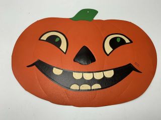 Vtg H.  E.  Luhrs Halloween Pumpkin Jack - O - Lantern Die Cut Decoration 1940’s 1950’s