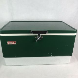 Vintage Coleman Green Metal Cooler Ice Chest Box Camping