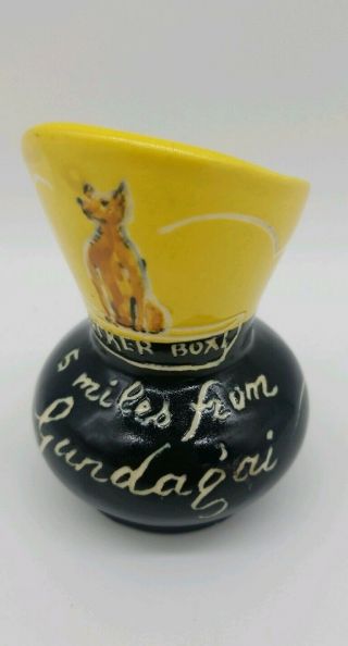 Dog On The Tucker Box.  Gundagai.  Giselle Art Pottery.  Mini Vase.  Vintage.  9cm