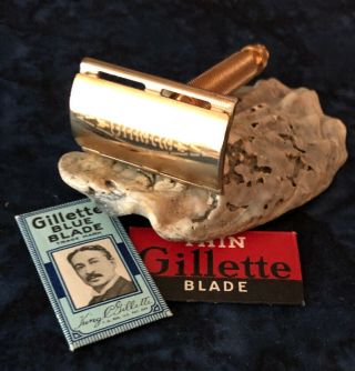 Vintage Gillette Gold 1954 (z - 4) Ball End Tech & Gillette Blades