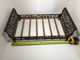Antique Cast Iron Doll Bed,  Black And Gold Trim,  19th/early 20th Century