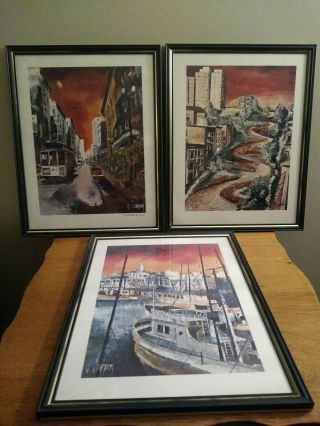 Vintage G.  Soubeyran Art Prints - San Francisco Framed SET of 3 3