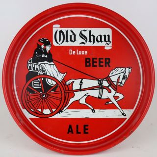 Vintage Old Shay Deluxe Beer Ale Large Red Metal Serving Tray 13.  25” X 1.  75”
