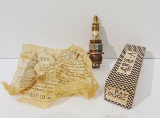 Antique V - Ray 7/8 " Spark Plug W/ Box,  Pre War,  Violet Ray Electrode
