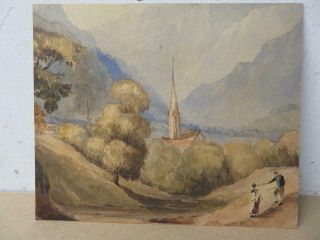 Really Old Painting Antique Water Colour Landscape