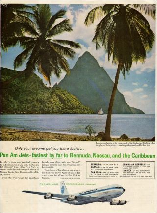 1960 Vintage Ad Pan Am World Airlines Boeing 707 To The Caribbean 11418