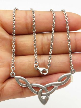 925 Sterling Silver - Vintage Celtic Symbol Designed Chain Necklace - N2125