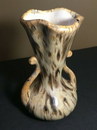 Vintage Swirl Art Pottery Vase Double Handle Pinched Nemadji Romco