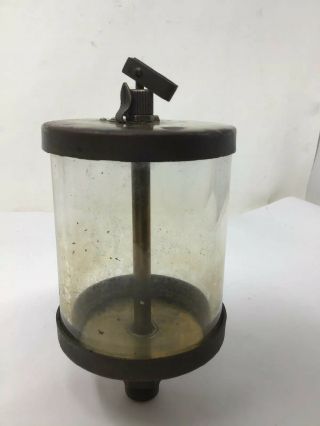 Vintage Large Brass And Glass Hit & Miss Steam Engine Oiler Unmarked 7 1/4” Tall