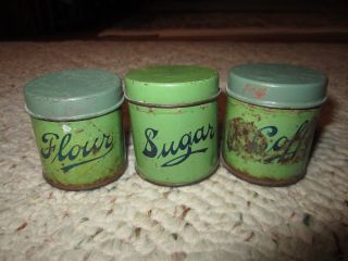 3 Vintage Tin Toy Green/blue Child 