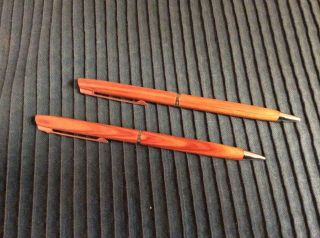 Vintage Hallmark Hardwood And Silver Ball Point Pen And Pencil Set