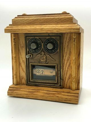 Handmade Antique Post Office Box Bank With Corbin Brass Double Eagle Door Oak