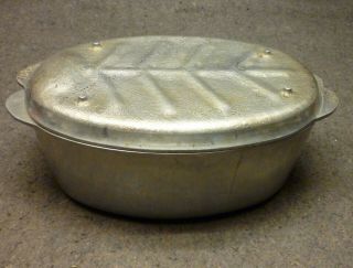 Vtg Cast Aluminum Piqua Homeware H.  A.  B.  Co.  Roaster Footed Cover/fish Grill Plate