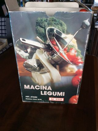 Vtg Macina Legumi Stainless Steel Food Mill Italy Tomato Strainer Grinder Jam
