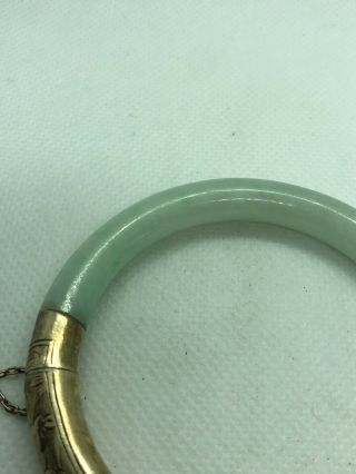 antique chinese white jade and sterling silver china export bangle bracelet 玉石 2