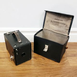 Antique 1914 Kodak Brownie No.  2 Model D Box Camera,  With Carrying Case Box