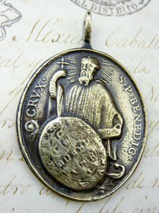 Antique 18th C.  Cross Of St Benedict Basilica Of The Holy House Pilgrimage Medal