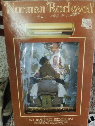 Vintage Norman Rockwell The Tattooist Whiskey Decanter.  Mib
