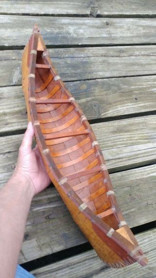 Antique Handmade 23 " Birch Canoe Well Crafted Native Style