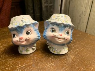 Cute Kitty Cats,  Hat Salt & Pepper Shakers Set Vintage Japan