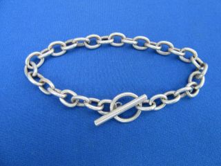 Vintage Sterling Silver Charm Bracelet Chain With T Bar Clasp 18 G