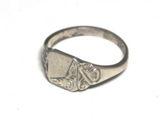 Jhw Vintage Silver Etched Signet Ring,  Size: N,  2.  6g - F23