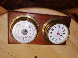 Foster Callear Marine/ships Barometer & Quartz Clock Boat Project Man Cave Prop