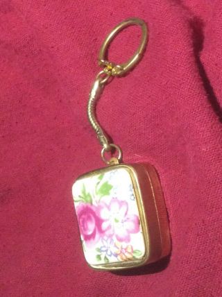 Vintage Sankyo Wind - Up Musical Key Chain Rose Flowers Gold Tone Case