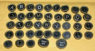 Set 41 Vtg Underwood Typewriter Keys,  Glass Tops