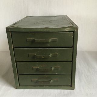Vintage Small Four Drawer Tool Cabinet Parts Bin Metal Box Storage Chest