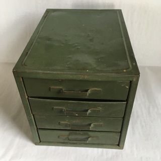 Vintage Small Four Drawer Tool Cabinet Parts Bin Metal Box Storage Chest 2