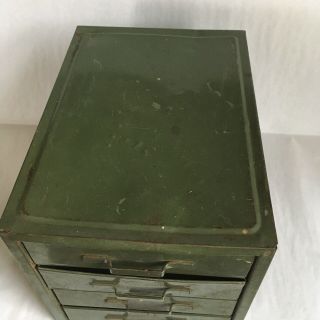 Vintage Small Four Drawer Tool Cabinet Parts Bin Metal Box Storage Chest 3
