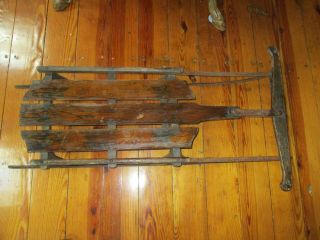 Antique S.  L.  &a.  Co.  / Flexible Flyer,  Fire Fly No.  11 F,  Sled W Holly Leaves 41 "