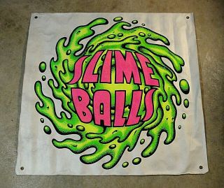 Look Vintage 1980`s Santa Cruz " Slime Balls " Skateboard Wheels Skate Shop Sign