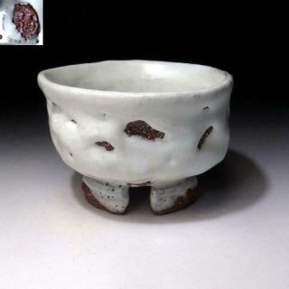 Vc17: Japanese Hagi Ware Tea Bowl With Notched Foot By Seigan Yamane,  Oni - Hagi