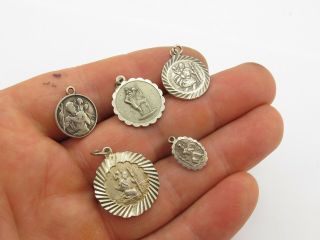5 X Vintage Sterling Silver 925 St Christopher Pendants