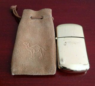 Vintage Gold Tone Camel Lighter W/ Leather Pooch