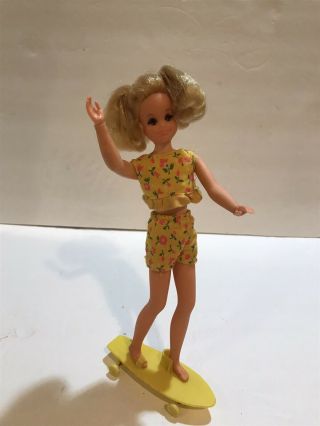 Vintage Mattel Barbie Skipper Mod Living Fluff Doll,  Skateboard