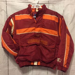 Vintage Starter Virginia Tech Hokies Vt Puffy Ski Winter Jacket Size Medium