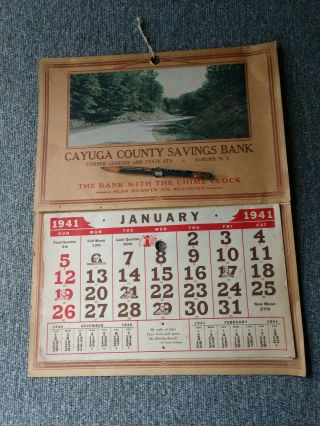 Vintage 1941 Cayuga County Savings Bank Advertising Calendar